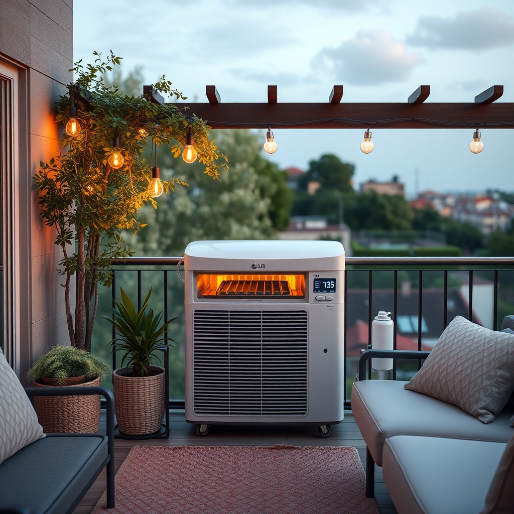 LG Dual Cool WiFi dış ünitesinin balkonda