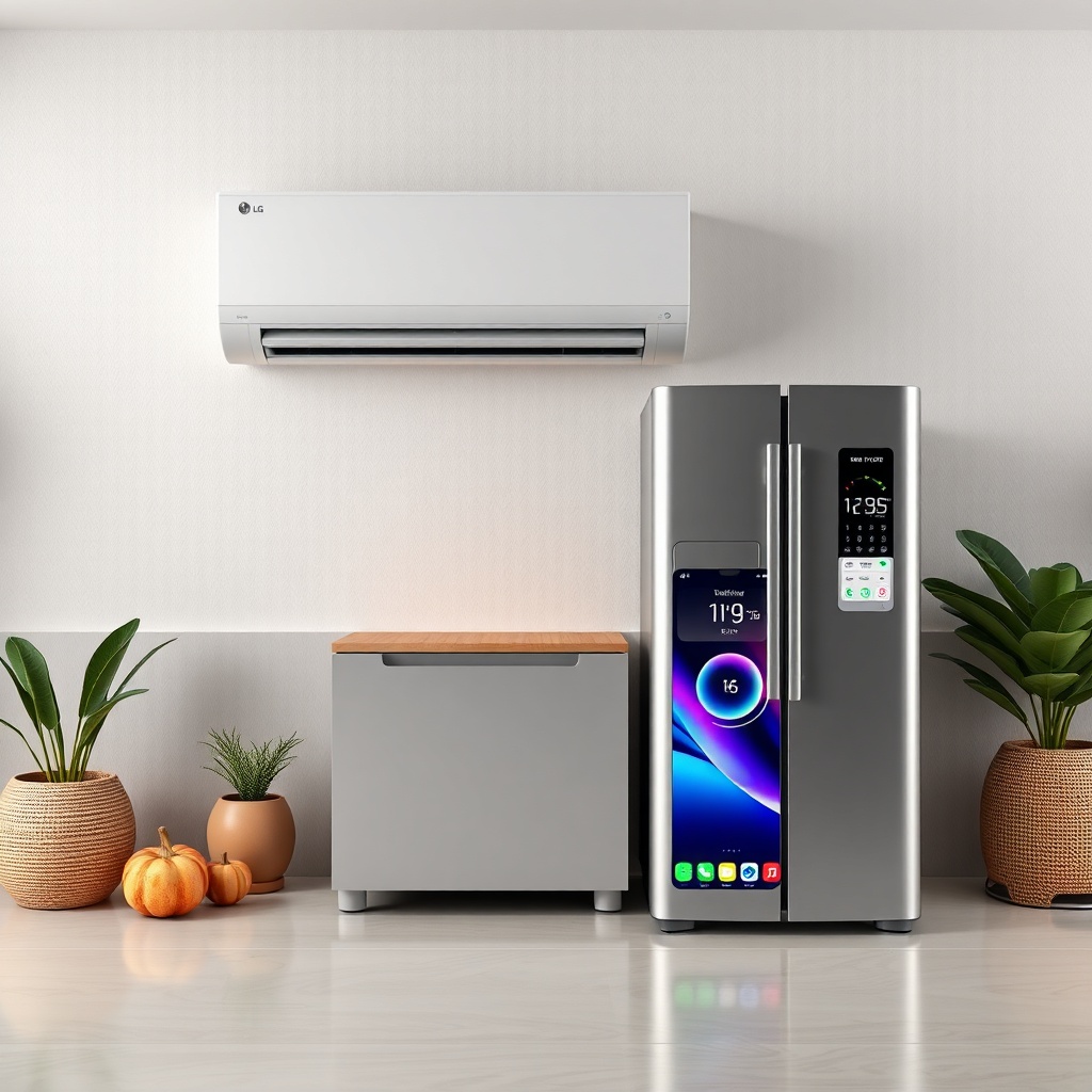Bir LG Dual Cool WiFi iç ünitesinin ön paneli açık